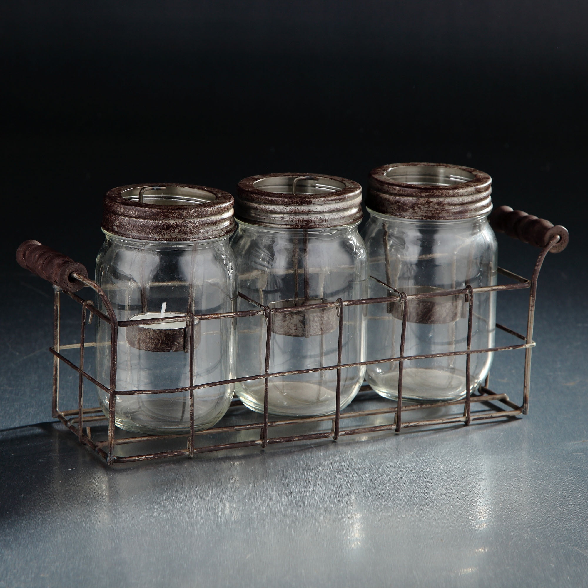 12" Clear Glass Tea Light Candle Holder with Tray