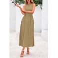 thumbnail image 4 of Vestido PRETTYGARDEN sin mangas plisado línea A midi camel talla S, 4 of 8