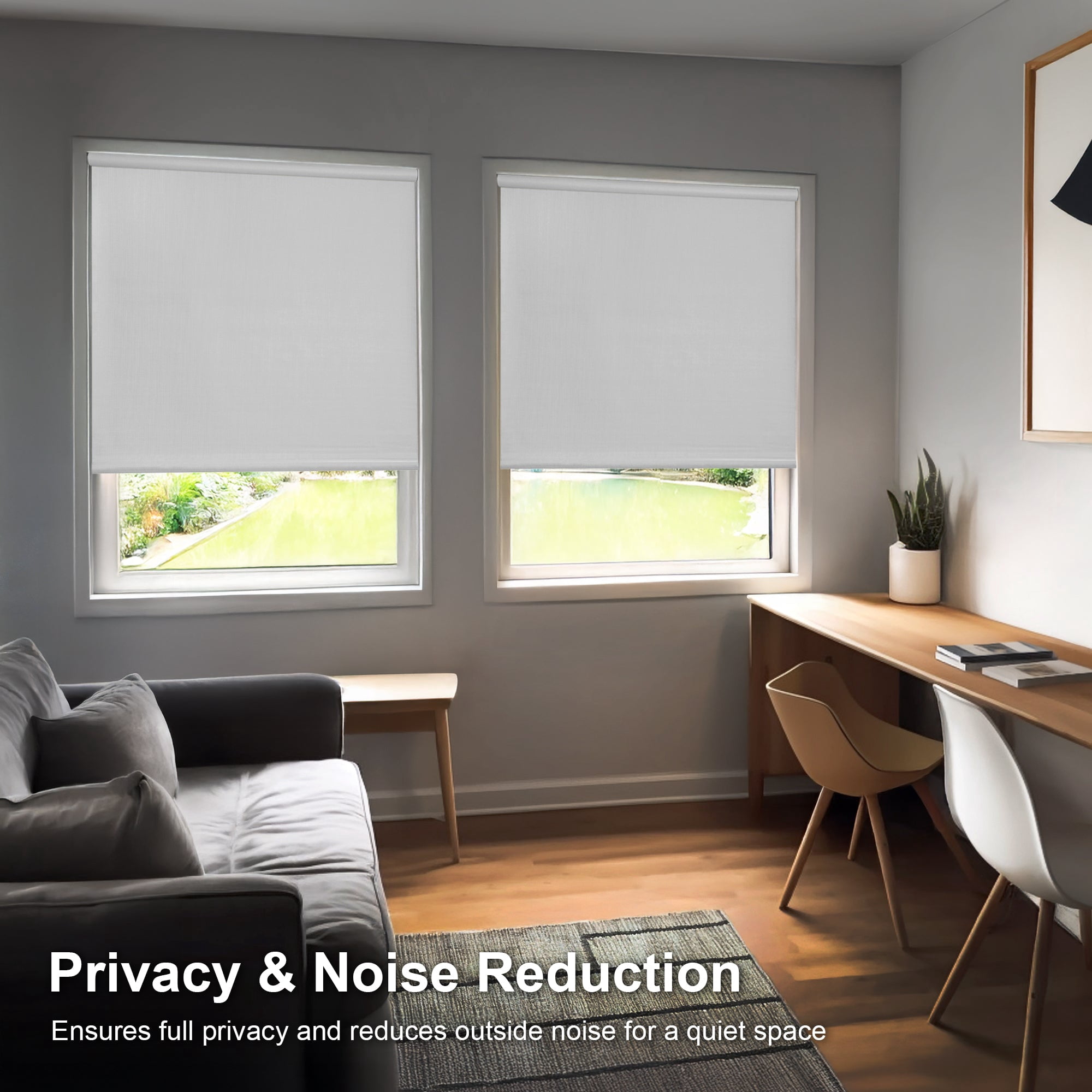 Chicology Textured Blackout Roller Shades | Cordless Light Filtering Window Blinds |45.25"W X 64"H| Decorative Privacy Shades for Home, Bedroom, Living Room, Kitchen | Easy Install | White