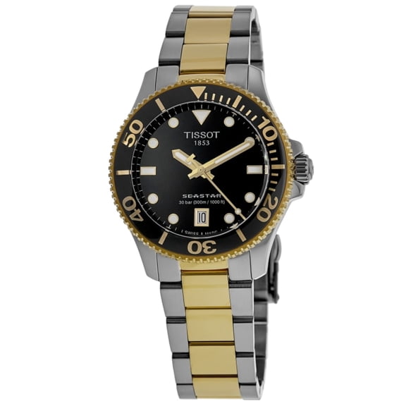 Tissot Seastar 1000 Quartz Black Dial Two-Tone Steel Women's Watch T120.210.22.051.00