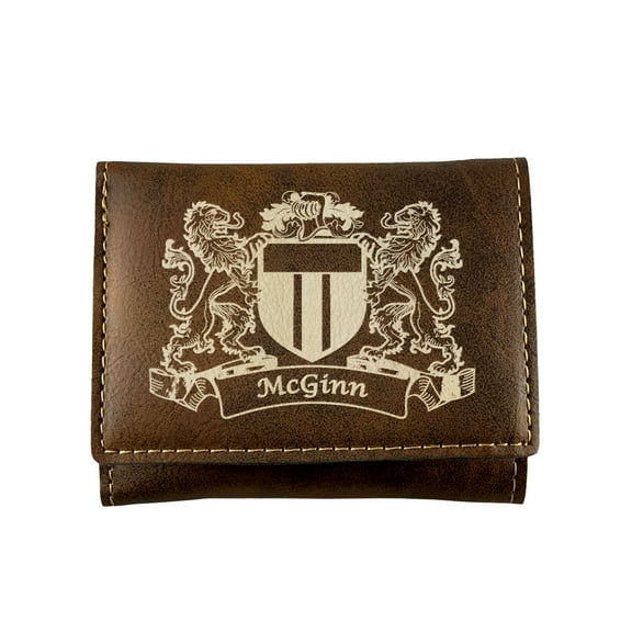 McGinn Irish Coat of Arms Rustic Leather Wallet