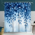 thumbnail image 5 of Lfeey Blue Leaves Shower Curtain, Boho Waterproof Machine Washable Fabric with 14 Hooks, 72"x84", 5 of 6