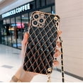 thumbnail image 1 of Funda de teléfono con cordón de cuero cruzado, carcasa con cadena para iPhone 11, 12, 13, 14 Pro Max, XR, X, XS, 7, 8 plus Fivean unisex, 1 of 2