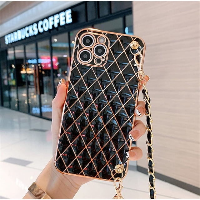 Funda de teléfono con cordón de cuero cruzado, carcasa con cadena para iPhone 11, 12, 13, 14 Pro Max, XR, X, XS, 7, 8 plus Fivean unisex