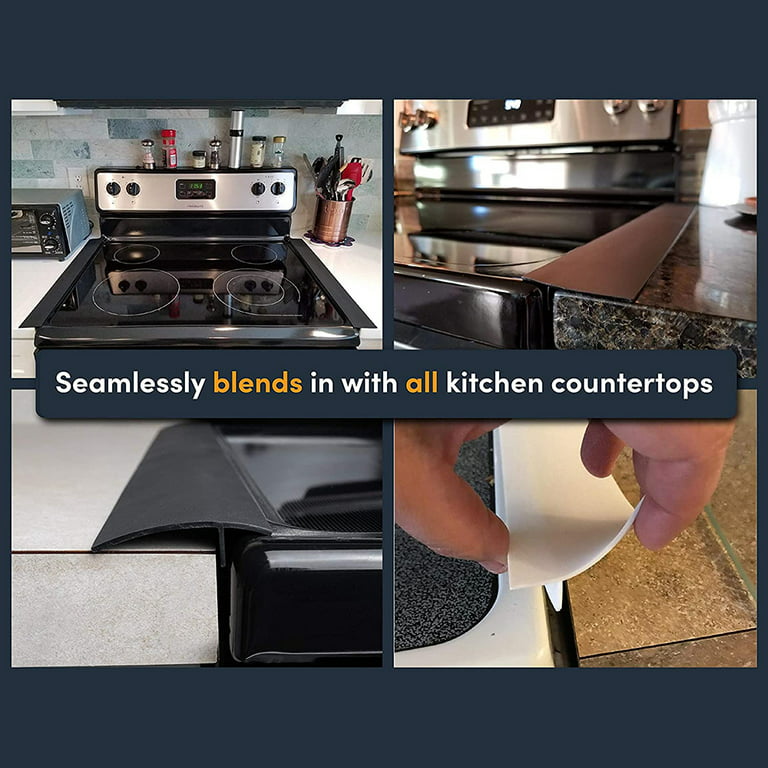 Silicone Crumb Guards and Stove Gap Covers, Stove Guard for Spills, Black,  20.5 Inch x 2.3 Inch, 2 Pack 