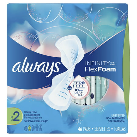 ALWAYS Infinity, Size 2, Super Sanitary Pads with Wings, Unscented (Choose (Best Sanitary Pads For First Period)