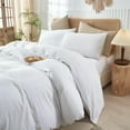 thumbnail image 4 of Washed Cotton Duvet Cover Set Linen Feel Natural Wrinkle Lightweight Comfy (King  Linen), 4 of 6