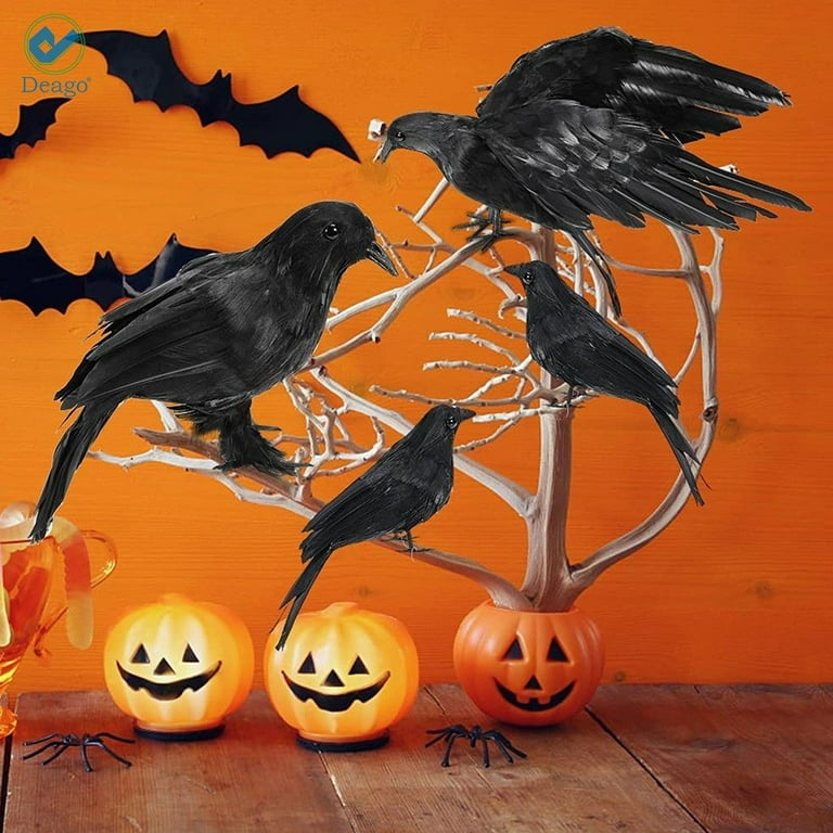 2 Piece Glitter Black Crows Halloween Raven Accessory Movie Prop Indoor Decor 2 Piece Glitter Black Crows Halloween Raven Accessory Movie Prop Indoor Decor