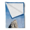 thumbnail image 2 of Italian Soft Flannel Fleece Throw Blanket, Big Formless Rock Italian Seascape and Sky European Secret Paradise Artwork, Cozy Plush for Indoor and Outdoor Use, 50" x 60", Turquoise Grey, by Ambesonne, 2 of 5