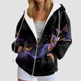 thumbnail image 2 of COMVALUE Womens Zip Up Hoodies Boho Floral Long Sleeve Sweatshirts Casual Graphic Y2K Hoodie Fall Hooded Jacket with Pockets (Purple, 3XL), 2 of 7