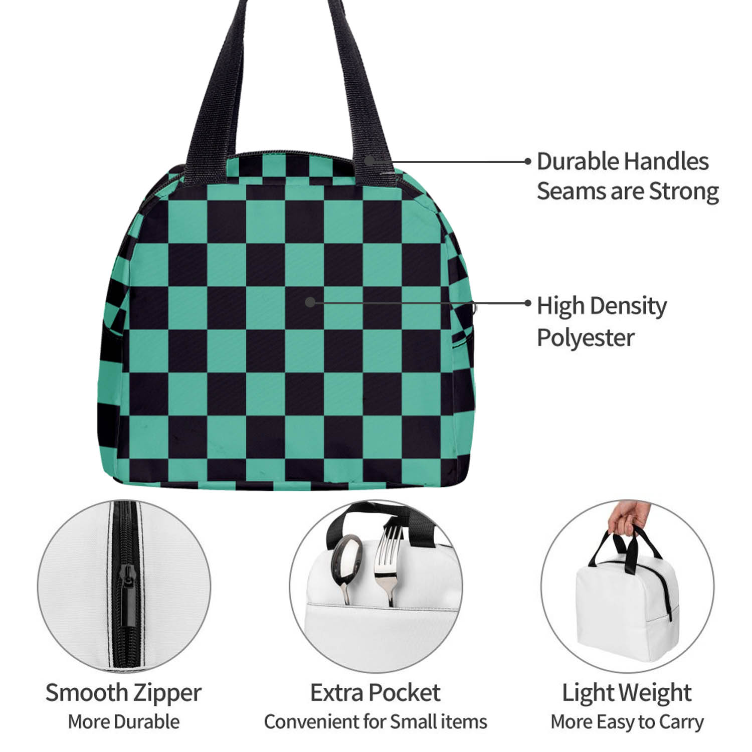 Cartoon Anime Demon Slaye Design Lunch Bag Cooler Insulated Picnic Handbag(#2) - image 5 of 7