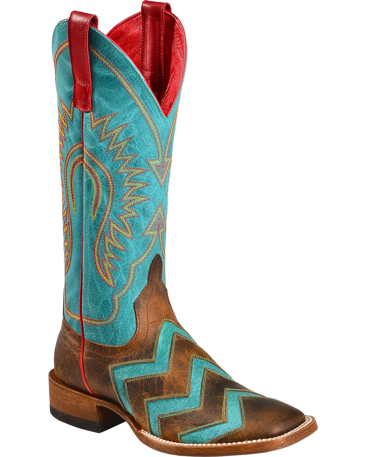 macie bean women's wave on cowgirl boot square toe m9011