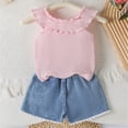 thumbnail image 4 of TOWED22 Baby Toddler Girl Summer Clothing Sets 2 Piece Outfit Sleeveless Tank Top and Casual Shorts Outfits Clothes(Pink,12-18 M), 4 of 4