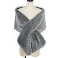 thumbnail image 4 of XMMSWDLA Bridal Faux Fur Shawl White Fur Coat Women Faux Fur Wrap for Evening Dresses Luxury Fur Cape for Wedding Evening Party Dark Gray Scarves for Women Winter Warm, 4 of 5