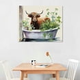 thumbnail image 2 of Orinice Highland Cow Bathroom Wall Art Longhorn Cow Bathtub Wall Decor Farmhouse Botanical Animals Bathroom Pictures Canvas Painting Print Modern Artwork Framed for Bathroom Restroom 20x16in, 2 of 3