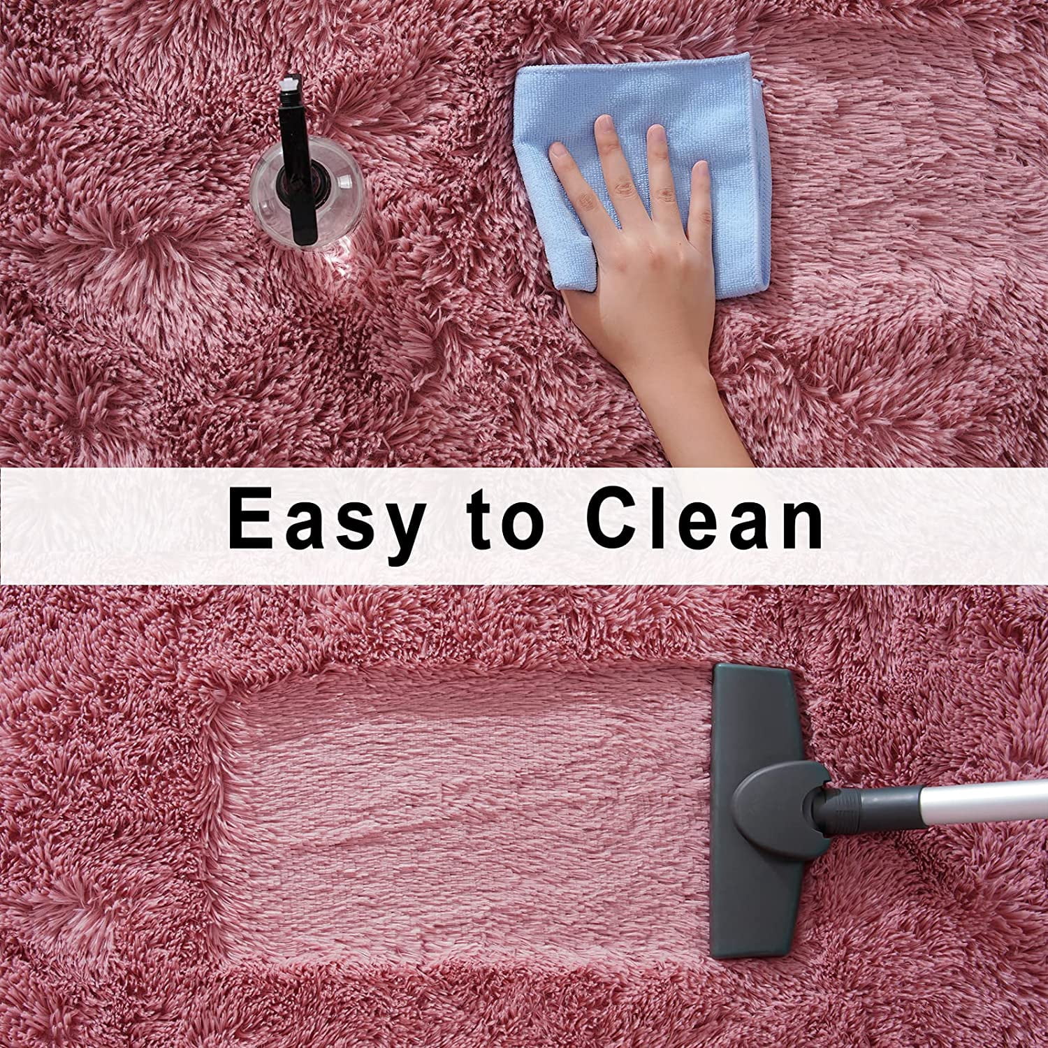 Homore Cute Fluffy Velvet Carpet Soft Washable Area Rugs for Bedroom/ Living Room Decoration,6'x9',Blush