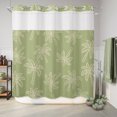 thumbnail image 4 of No Hook Shower Curtain, Sage Green Palm Shower Curtains for Bathroom with See Through Top Window, Summer Tropical Coconut Trees Waterproof & Washable Bath Curtain Standard 72"x72", 4 of 5