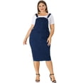 thumbnail image 4 of Vestido de mujer de talgrande con tirantes ajustables y abertuen espalAzul negro 1X, 4 of 6