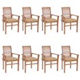 thumbnail image 1 of vidaXL Dining Chairs 8 pcs with Beige Cushions Solid Teak Wood, 1 of 5