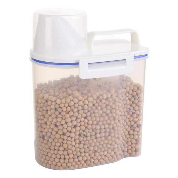 Plastic 1.5L Portable Plastic Rice Storage Bin Sealed Food Grain Cereal Flour Storage Box Container with Measuring Cup