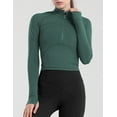 thumbnail image 3 of ZHENWEI Women's 1/2 Zip Up Lightweight Workout Athletic Crop Jacket Running Sports Outwear Slim Fit Long Sleeve Yoga Cropped Top Seamless Fitted Activewear, 3 of 8
