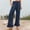 Dark Blue, variant on Yteetum Pants for Women Solid Color Hem Ruffle Side Pockets High Waist Casual Range Elastic Waist Long Pants