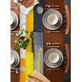 thumbnail image 2 of Yellow Grey Oil Painted Table Runner 72 Inches, Art Color Block Abstract Style Bed Runner Dresser Scarves Tabletop for Indoor Outdoor Parties/Ceremony/Banquet, 14" x 72", 2 of 8