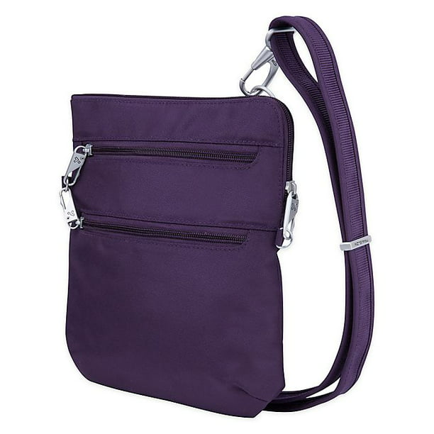 Travelon - Anti-Theft Classic Slim Double Zip Crossbody Bag-Purple Anti ...