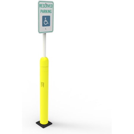 Impact Traffic - Sta-Rite Enhanced Flexible Bollard Sign Post - 5.5" Diameter 78" Tall, with Reserved Parking Sign - ADA COMPLIANT