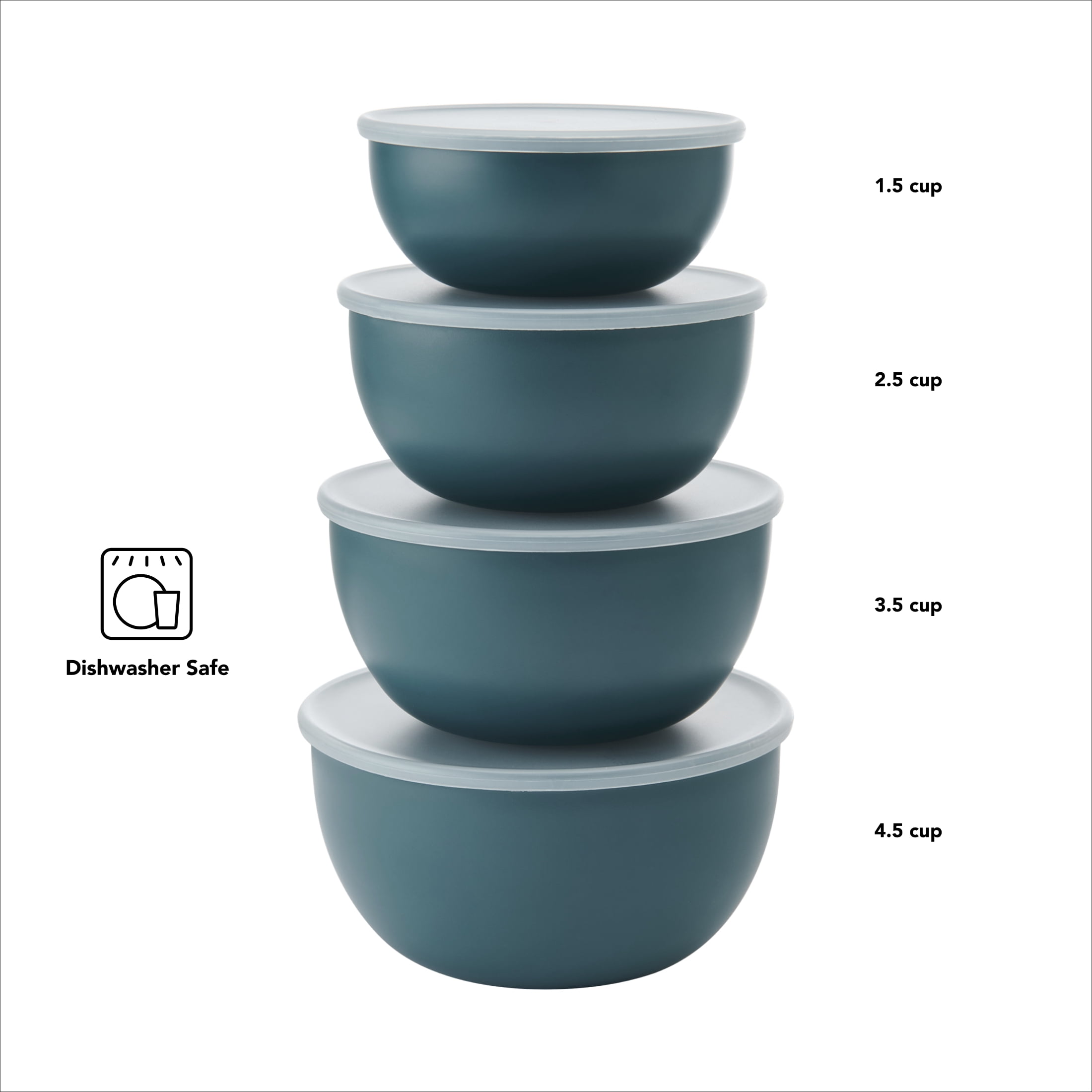 KitchenAid 7-Piece Plastic Nesting Mixing Bowl Set and Prep Bowls with Lids, Agave