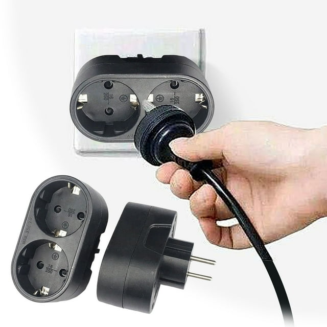 Klonfd Plug SocketGerman And European Compatible Socket Adapter SlotPlug For KitchenAnd Travel (250V16A)