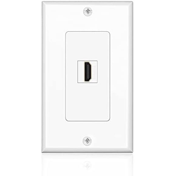 TNP HDMI Wall Plate (1 Port, White) HDMI Face Plate Socket Insert Jack Outlet Panel Mount Support 4K 60Hz HDR ARC/eARC