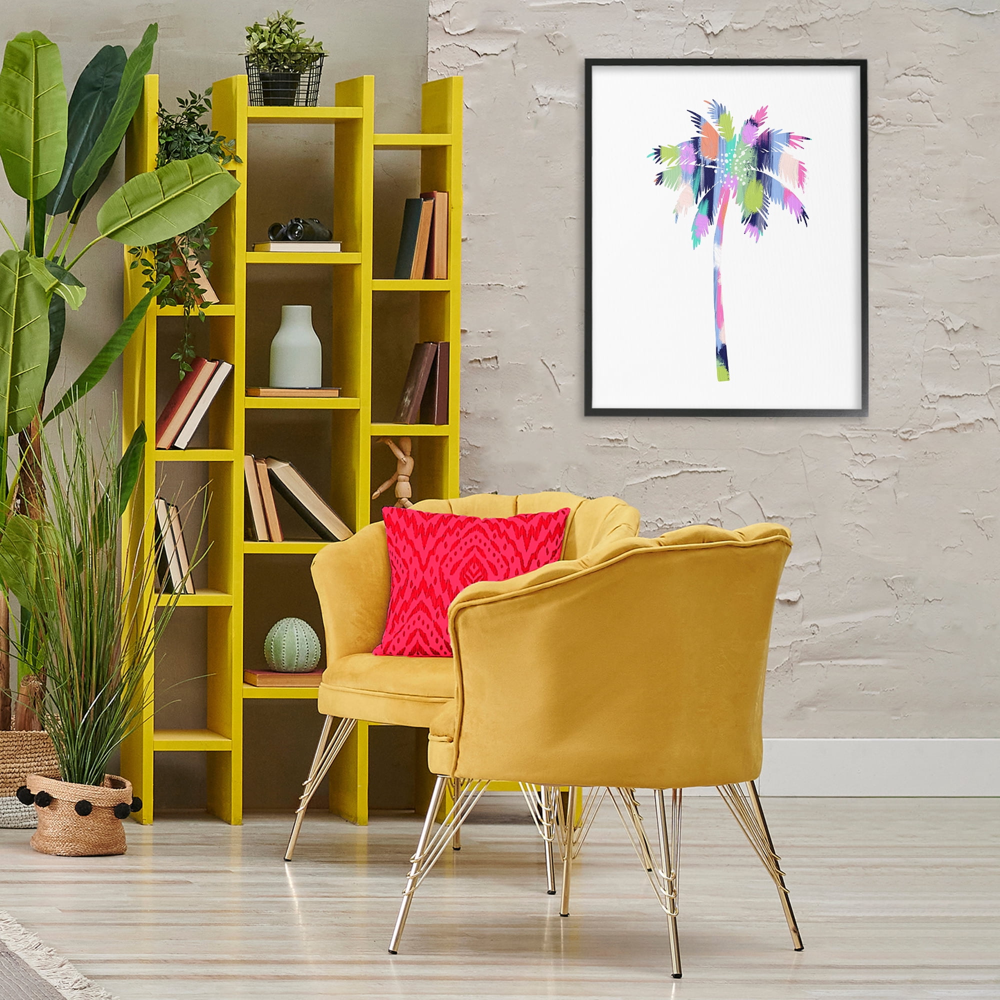 Stupell Industries Patterned Palm Tree Botanical & Floral Painting Black Framed Art Print Wall Art, 24 x 30
