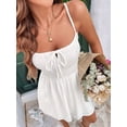 thumbnail image 2 of Women'S Sleeveless Ruched Bust Eyelet Embroidery Flared -Dresses White XL, 2 of 8