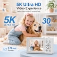 thumbnail image 2 of 5K Digital Camera 80MP, Wi-Fi Vlogging Camera with Dual Screen, 18X Zoom, Flash, 64GB Card, for Beginners and Teens, White, 2 of 10