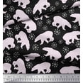 thumbnail image 2 of Soimoi Black Cotton Duck Fabric Snowflake & Polar Bear Animal Printed Craft Fabric by the Yard 42 Inch Wide, 2 of 3
