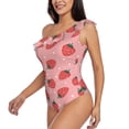 thumbnail image 3 of Yiaed Strawberries Print Women One Piece Swimsuits Tummy Control One Shoulder Bathing Suits Pattern Ruffle Swimwear-Medium, 3 of 8