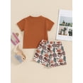 thumbnail image 5 of Aojekbee Toddler Boys Western Outfits Summer Short Sleeve T-Shirt and Elastic Cow Print Shorts for 2 Piece Vacation Clothes Set, 5 of 10