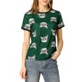 thumbnail image 1 of INSPIRE CHIC Women's Short Sleeve Contrast Cartoon Cat Pet Print Tee Ringer T-shirt Tops, 1 of 4