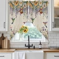 thumbnail image 6 of Spring Floral Swag Valances for Windows, Kitchen Curtains 36 Inch Length 2 Panels Set, Daisy Sunflowers Wisteria Hummingbird Beige Short Curtains for Small Windows Rod Pocket Cafe Curtains 28"x36", 6 of 8