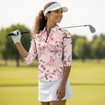 thumbnail image 3 of Aplkyhs Cherry Blossom Women's Golf Shirt and Sun Visor Hat Set Butterfly Moisture Wicking 3/4 Sleeve Golf Shirts Sports Sun Visor Hat Suitable for Tennis Enthusiasts Soft and Comfortable, 3 of 7