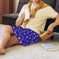 thumbnail image 3 of Haiem Beautiful Purple Snowflakes Men's Pajama Short with Soft Woven Cotton Elastic Waistband Sleep Short-Small, 3 of 9