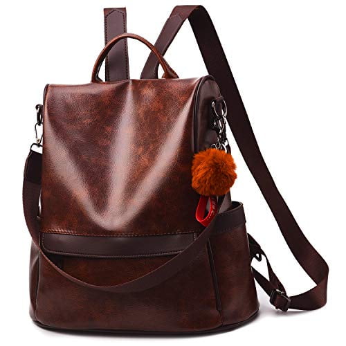 Women Large Capacity Backpacks Girls Anti-theft PU Leather Rucksack Shoulder Bag 
