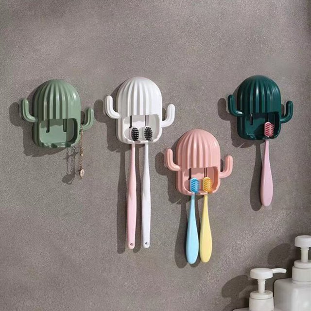 Soporte para cepillos de dientes, Soporte para cepillos de dientes montado en la pared, 4 piezas Reutilizable Multifuncional Impermeable Soporte para cepillos de dientes Lindos ganchos autoadhesivos, Gancho para cepillos de dientes, para baño ER