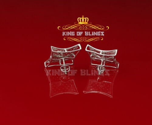 King of Bling's 0.35ct Diamond Stud Kite Earrings For Women White 925 Sterling Silver For Men