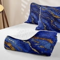 thumbnail image 4 of Erosebridal Blue Gold Marble Twin Quilt Set,Modern Abstract Art Twin Coverlet Set For Adults,2pcs, 4 of 7