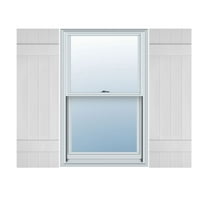 Ekena Millwork 14 in. W x 25 in. H Builders Edge, TailorMade Four Board Joined (2 Batten), Board-n-Batten Shutters, Includes Matching Installation Spikes (Per Pair), 001 - White