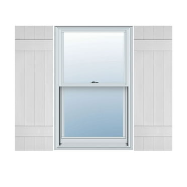 Ekena Millwork 14 in. W x 25 in. H Builders Edge, TailorMade Four Board Joined (2 Batten), Board-n-Batten Shutters, Includes Matching Installation Spikes (Per Pair), 001 - White