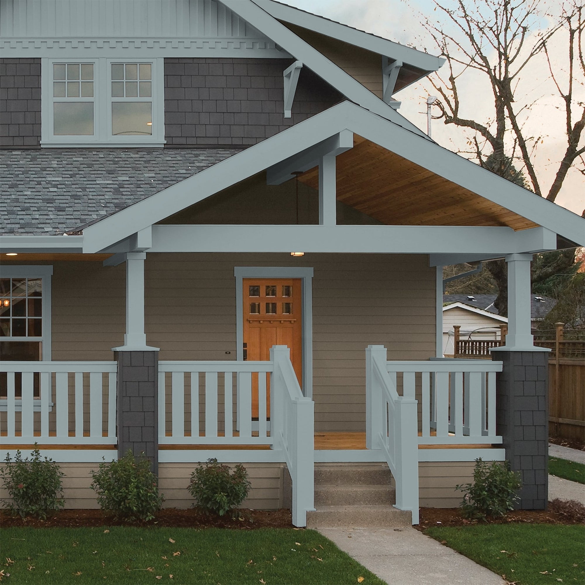 Glidden HEP After the Storm / Gray Semi-Gloss Exterior Paint with Primer, 1 Gallon