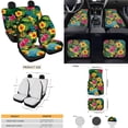 thumbnail image 4 of Yuyamidu Colorful Hibiscus Car Seat Covers Full Set of 15 Palm Leaves Car Floor Mats Steering Wheel Cover Safe Belt Pads Handbrake Cover Set Coasters, 4 of 6